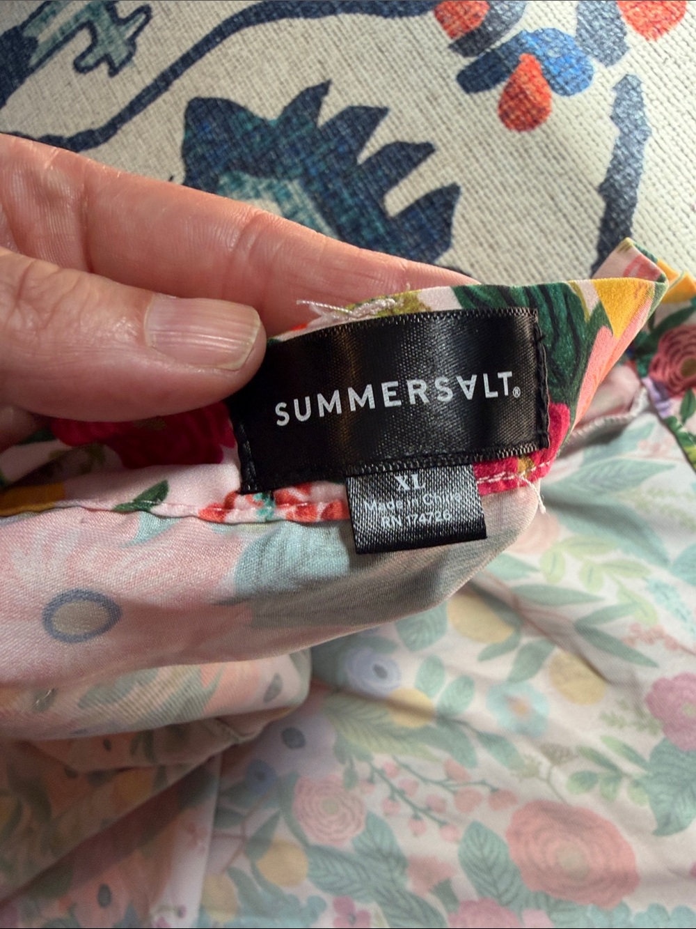 summersalt women’s Floral Tie-Waist skirt in Pink, Coral & Green - Picture 2 of 3